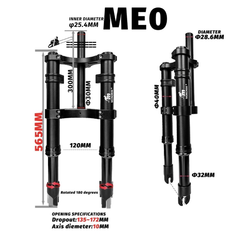 Monorim ME0 Air Front Suspension - Hidraulic version 565mm x 165mm  - 2 
Compatibility: Monorim ME0 Air front suspension Hidraul