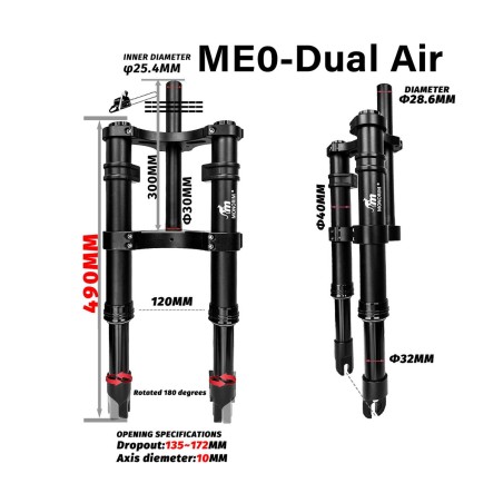 Vordere Federung Monorim ME0 Dual Air 565mm x 165mm  - 7 
Eignung: vordere Federung Monorim ME0 Dual Air 565mm x 165mm fur Upgra