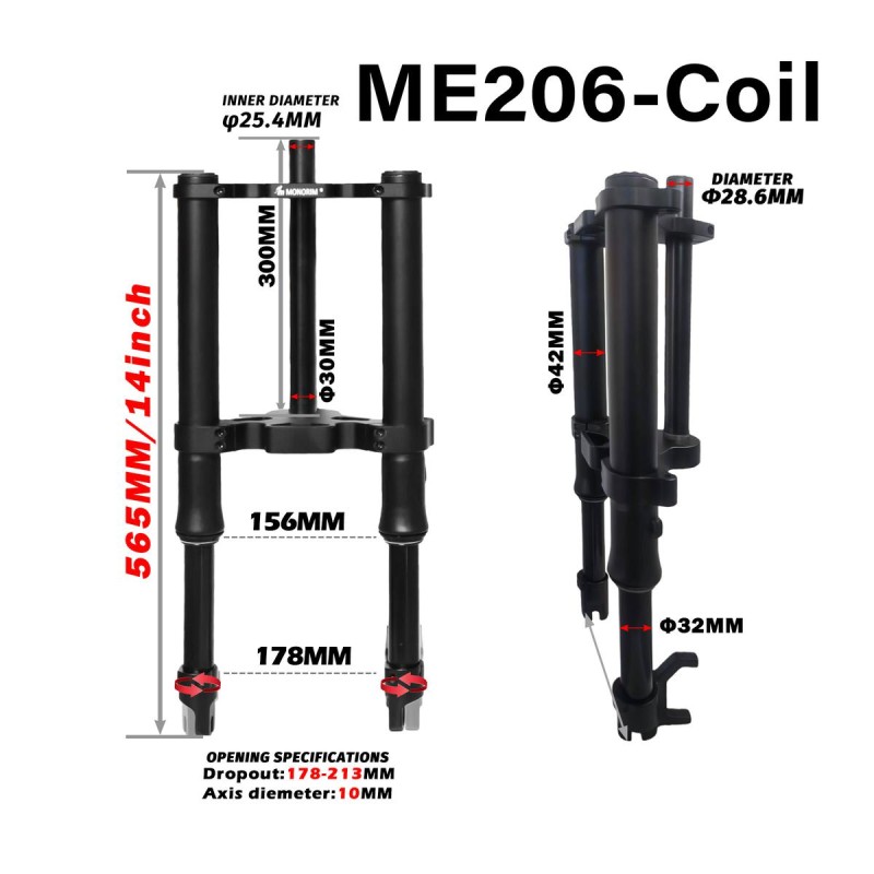 Monorim ME206 Dual Air framfjaedring version 565mm x 206mm  - 1 Kompatibilitet: Monorim ME206 Dual Air framfjaedring, format 565