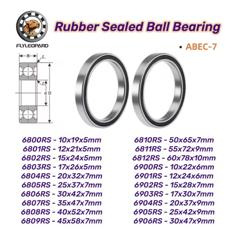 copy of Set de rodamientos de bolas sellados RS ABEC7 -  2 unidades 6810RS, 6800RS, 6801RS, 6802RS, 6803RS, 6804RS, 6805RS  - 2 