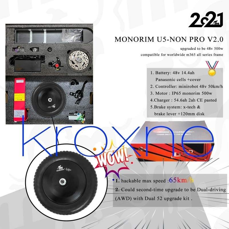 Monorim Pack U5 2.0 para as séries Xiaomi e Ninebot Max - motor 48v 14,4ah com bateria de 500w Monorim - 30 Pacote U5 2.0 para a