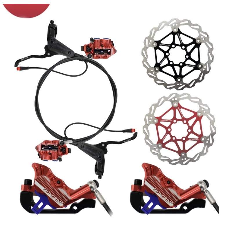 Kit complet de frein hydraulique Monorim EB01 4 pistons - leviers, étriers, câble et disque de frein Monorim - 1 Kit complet de 