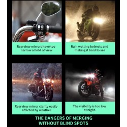 Vodotěsný systém detekce mrtvého úhlu (130º úhel) pro skútr, kolo nebo motocykl KROXNE - 11  